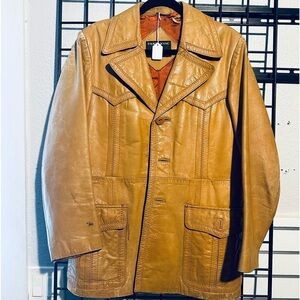 vintage FANTASTIC International 60s/70s caramel leather jacket